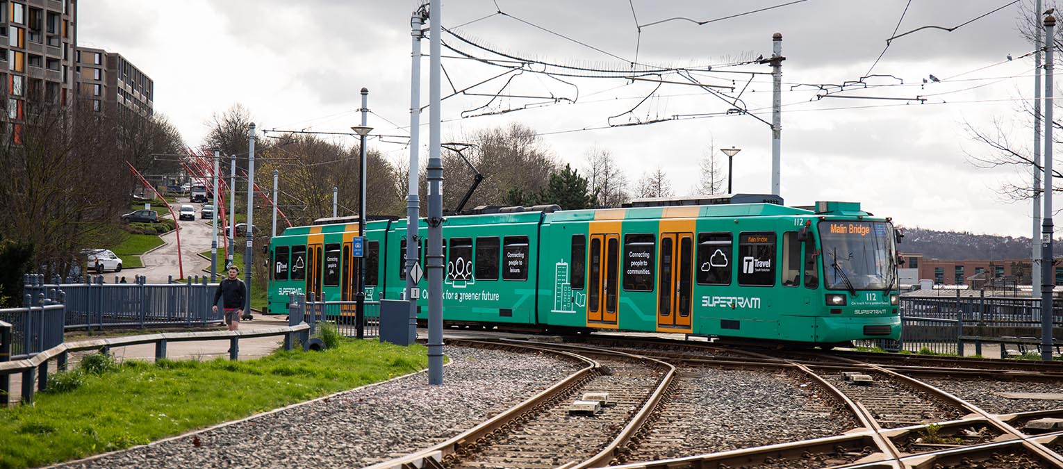 Green Supertram in Sheffield
