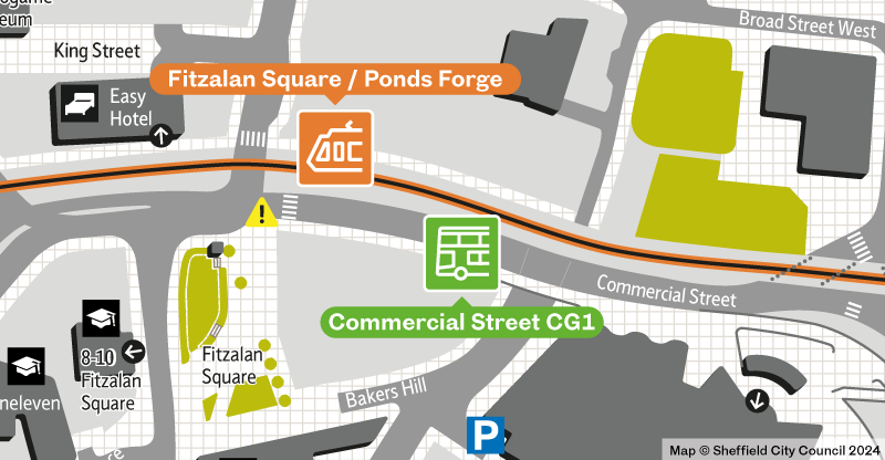Fitzalan Square tram stop map