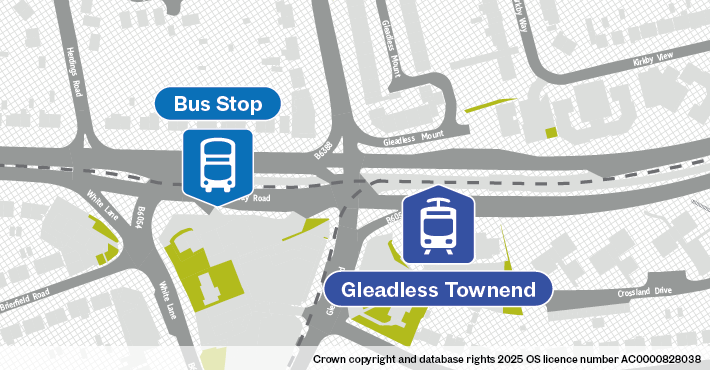 Bus stop location at Ridgeway Road / Gleadless Road 37022684