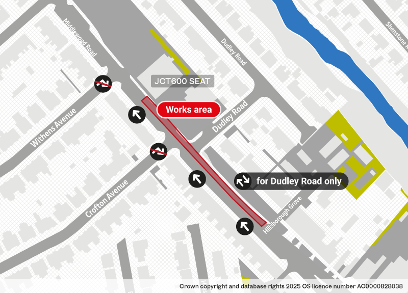 Map showing phase 3 work site on Middlewood Road