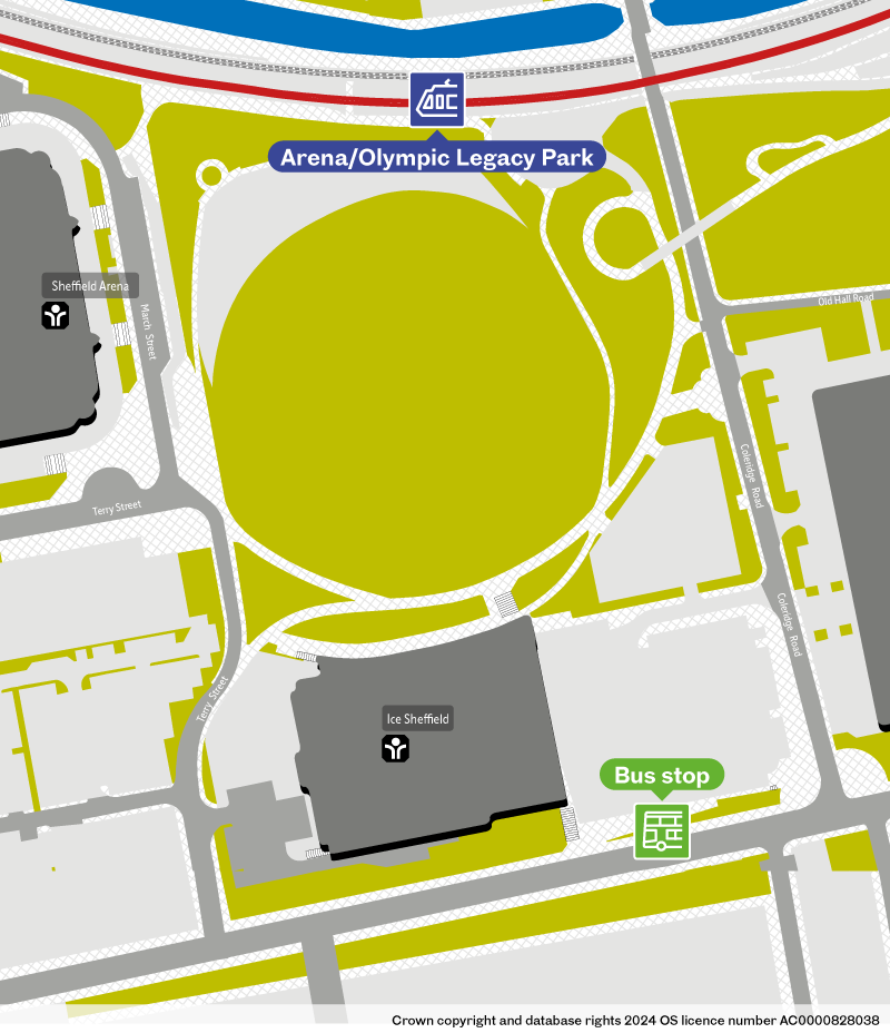 Arena/Olympic Legacy Park tram stop map