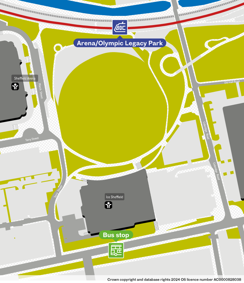 Arena/Olympic Legacy Park tram stop map