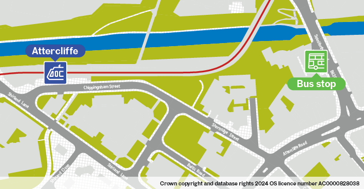 Attercliffe tram stop map