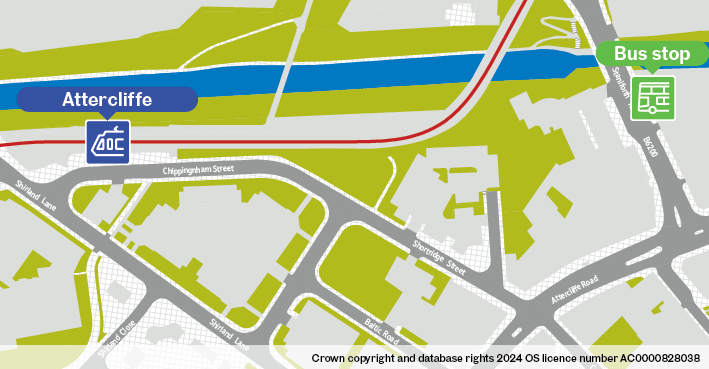 Attercliffe tram stop map