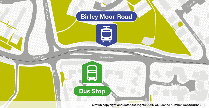 Birley Moor Road bus stop location