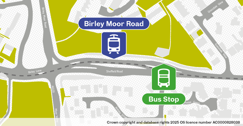 Birley Moor Road bus stop location