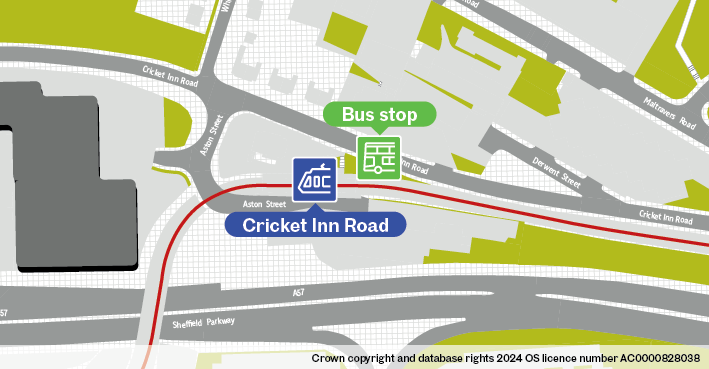 Cricket Inn Road bus stop map