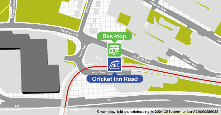 Cricket Inn Road tram stop map