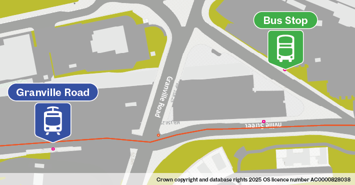 Map of replacement bus stop at City Hall