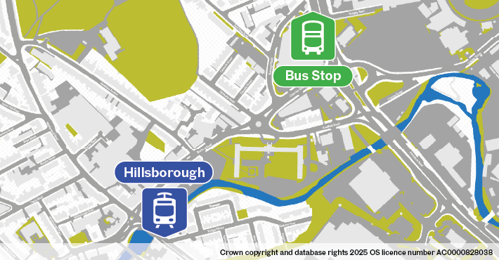 Map of replacement bus stop at Infirmary Road