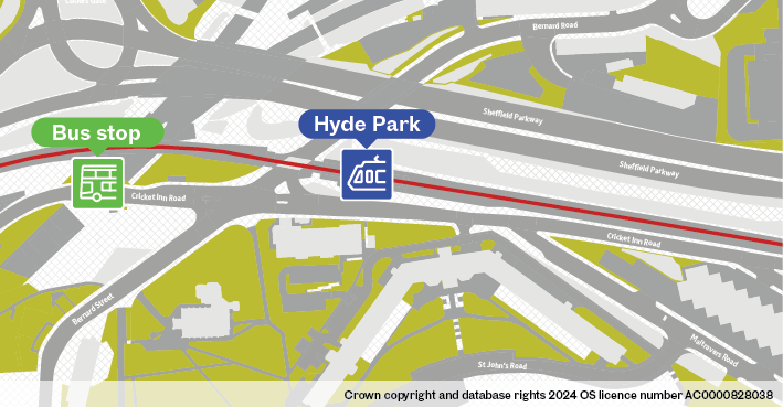 Hyde Park tram stop map