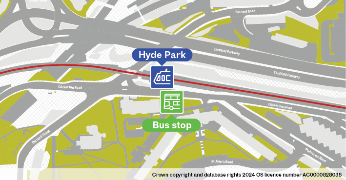 Hyde Park tram stop map