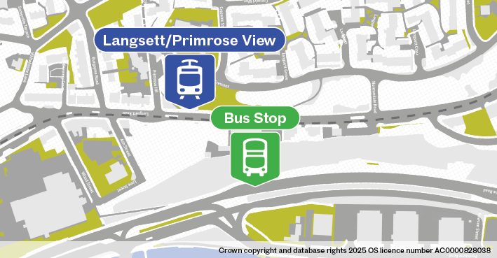 Map of replacement bus stop at Lansgett/Primrose View