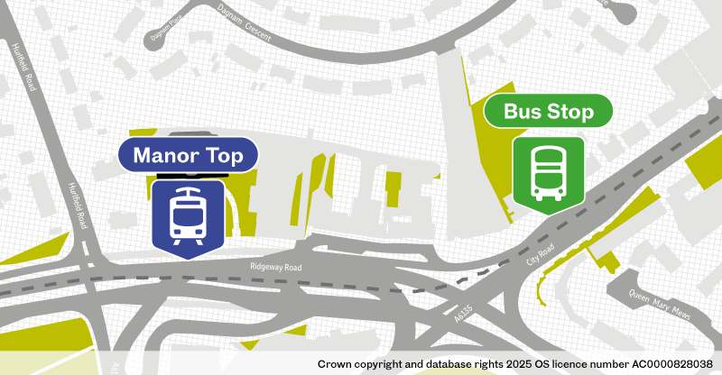 Manor Top bus stop location