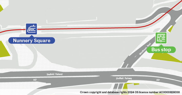 Nunnery Square tram stop map