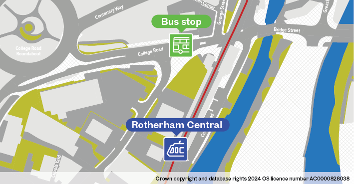Rotherham Central bus stop map