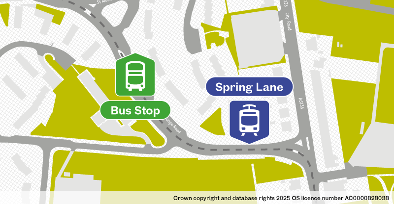 Spring Lane bus stop location