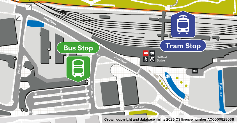 Sheffield Station bus stop location