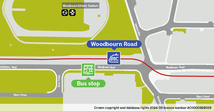 Woodbourn Road tram stop map