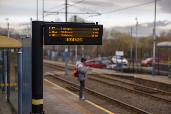 Photo of real time information display at a tram stop