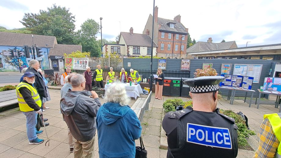 People watching unveiling of Chapeltown mural