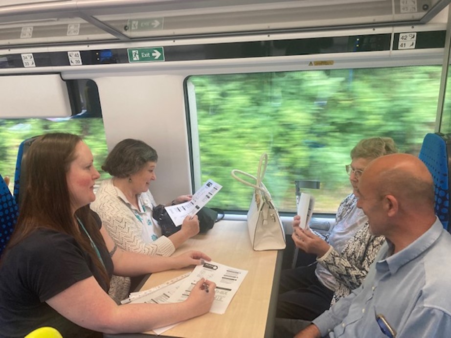 People on the train to Lincoln