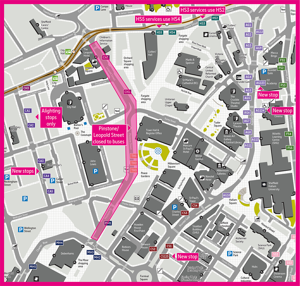 Sheffield City Centre Map Travel South Yorkshire