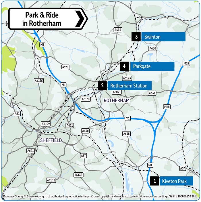 Rotherham Park & Ride location map Dec 2019