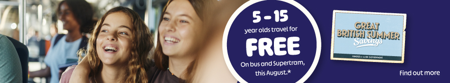Great British Summer Saving - Children travel free across South Yorkshire this August Banner (opens in a new tab)
