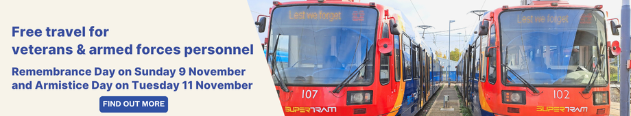 SSupertram supports Remembrance Sunday and Armistice Day 2025 with free travel