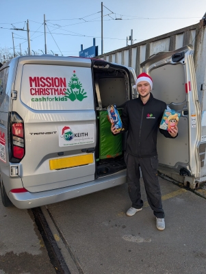 Driver collecting the donations with a van filled with kindness, ready to bring joy to homes across South Yorkshire.