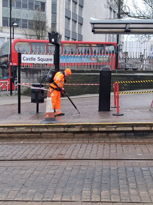 Supertram Presentation team delivering a series of upgrades at Castle Square Tram Stop
