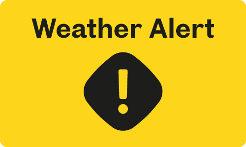 Image with warning icon and 'weather advisory' text