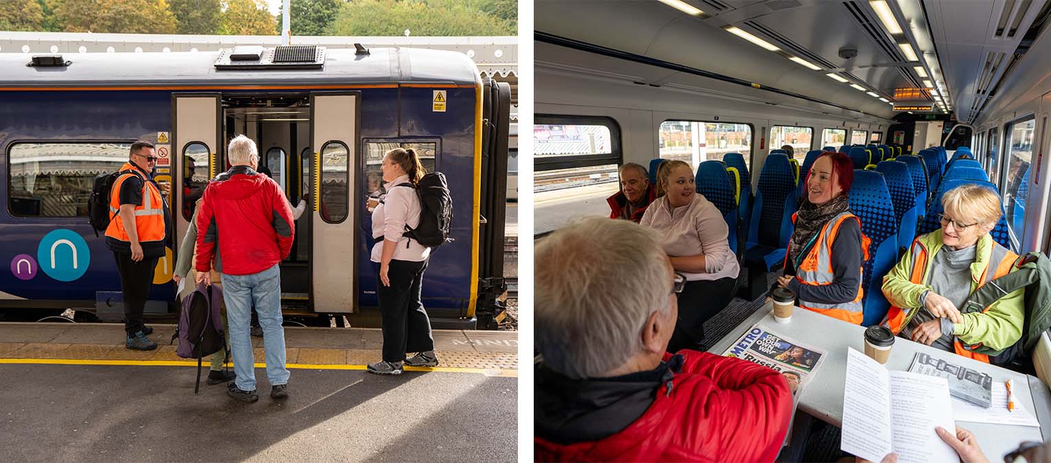 At Sheffield train station the participants boarding the train