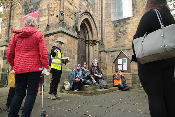 group of explorers at Elsecar Station Singing the Story of Elsecar