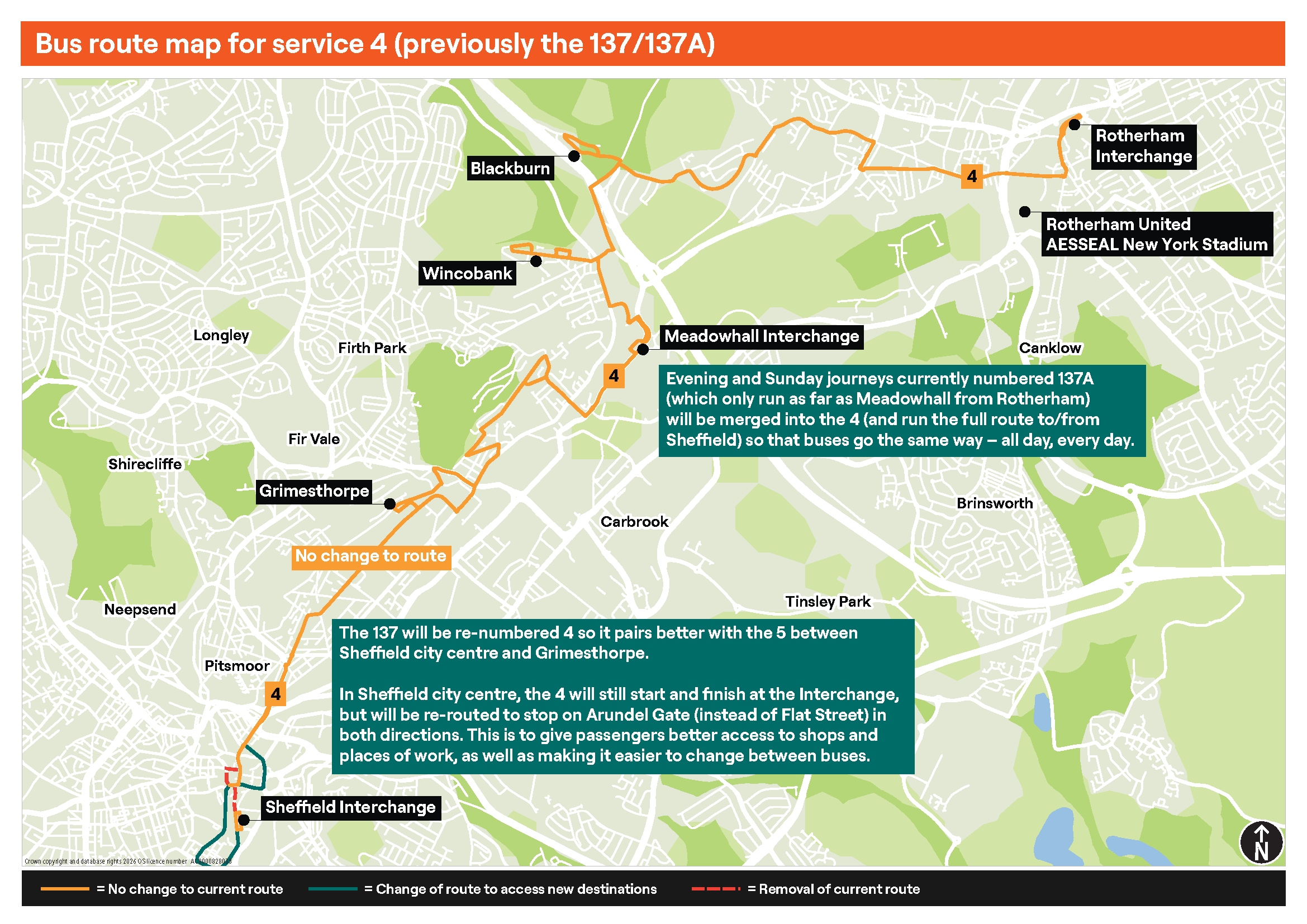 Bus route map for service 4