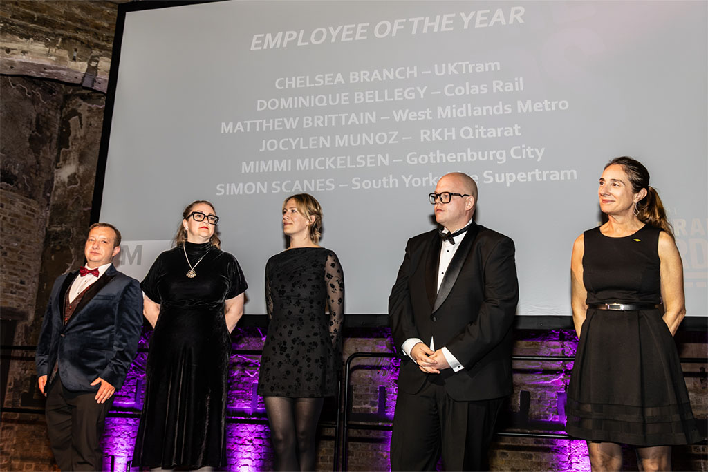 Supertram colleague standing on the stage at the event