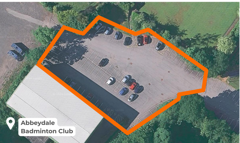 Designated parking spaces outside Abbeydale Badminton Club