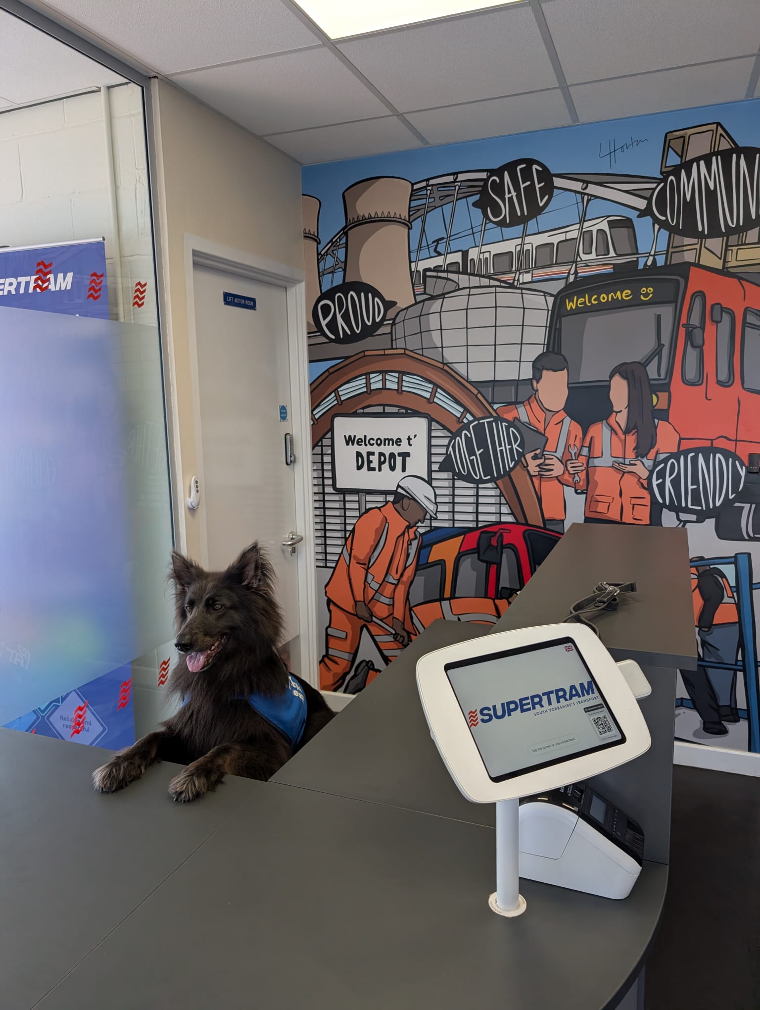 Therapy dog Nya meeting people during her visit to Supertram