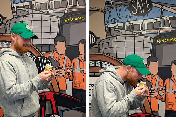 Luke having a cupcake