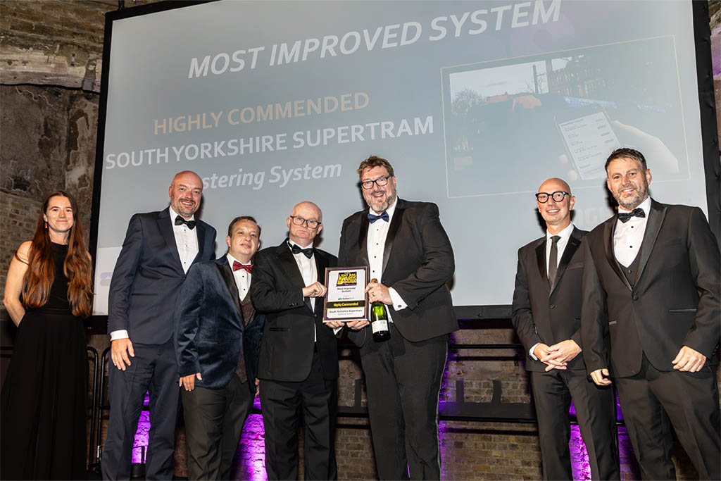 Supertram team receiving highly commended for the most improved system award