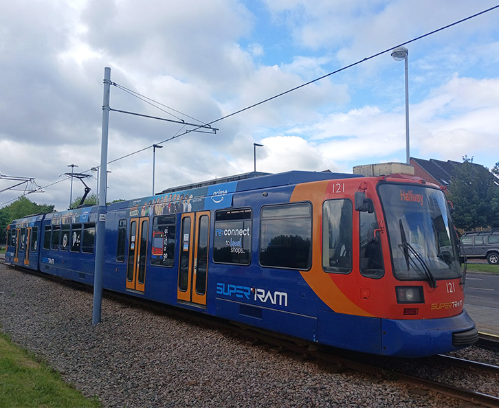 Tram 121 with window designs from Luke Horton.