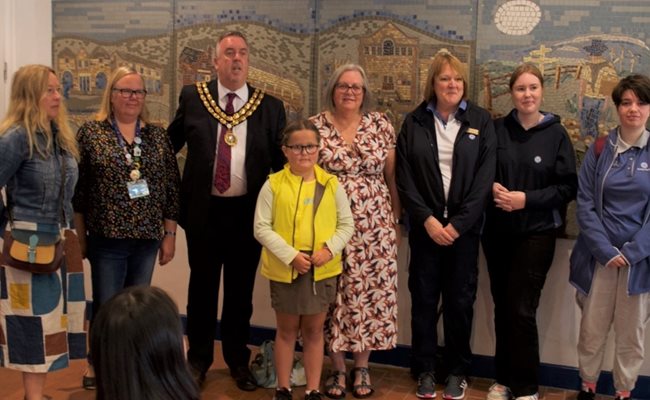 Photo of those involved in creating the Penistone Mosaics for Barnsley station