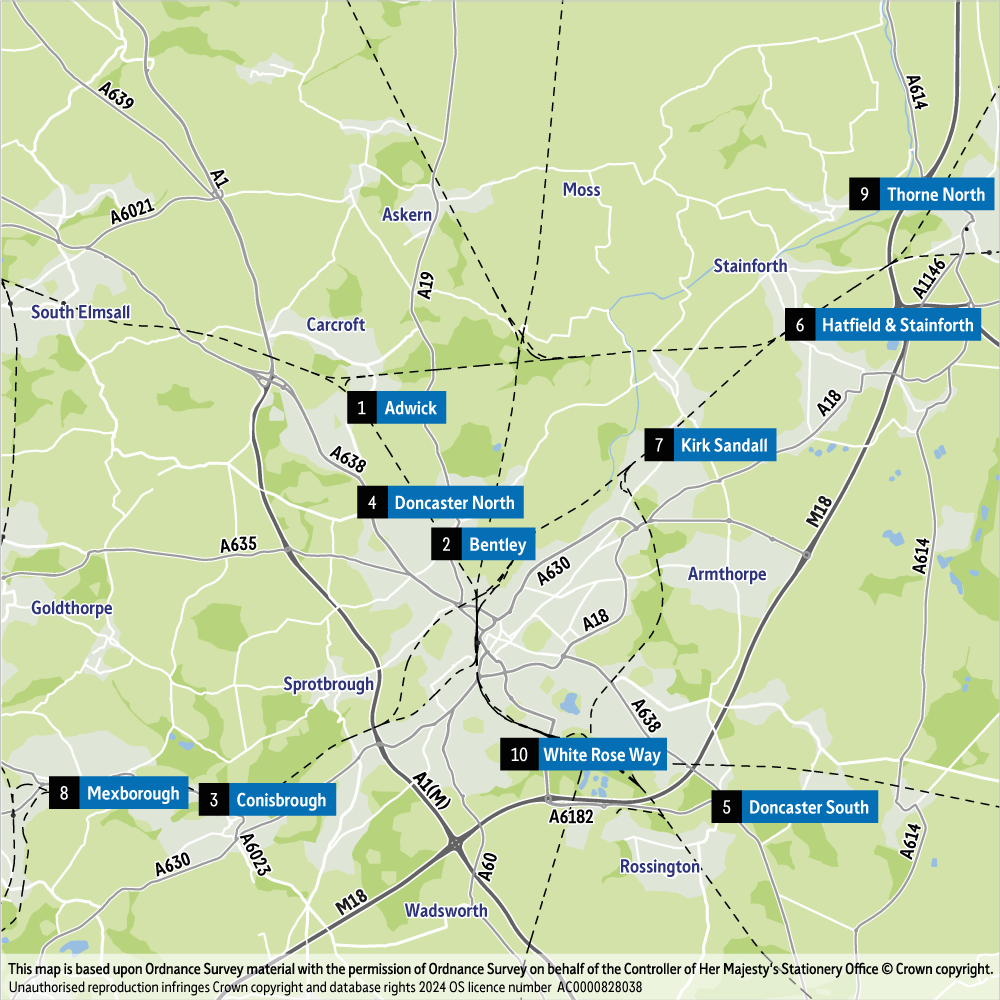 Doncaster Park and Ride location map Doncaster Park and Ride location map