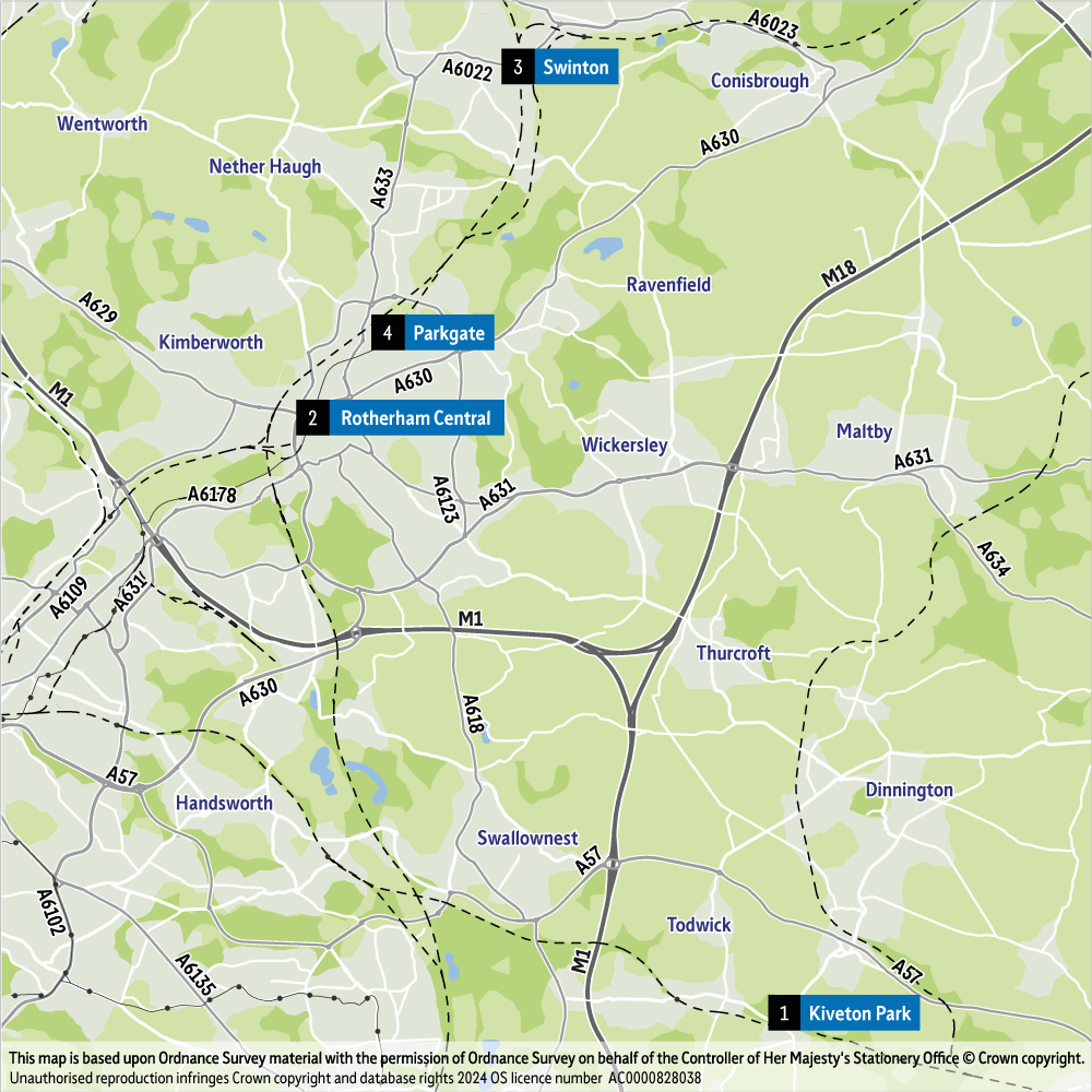Rotherham Park and Ride location map Rotherham Park and Ride location map